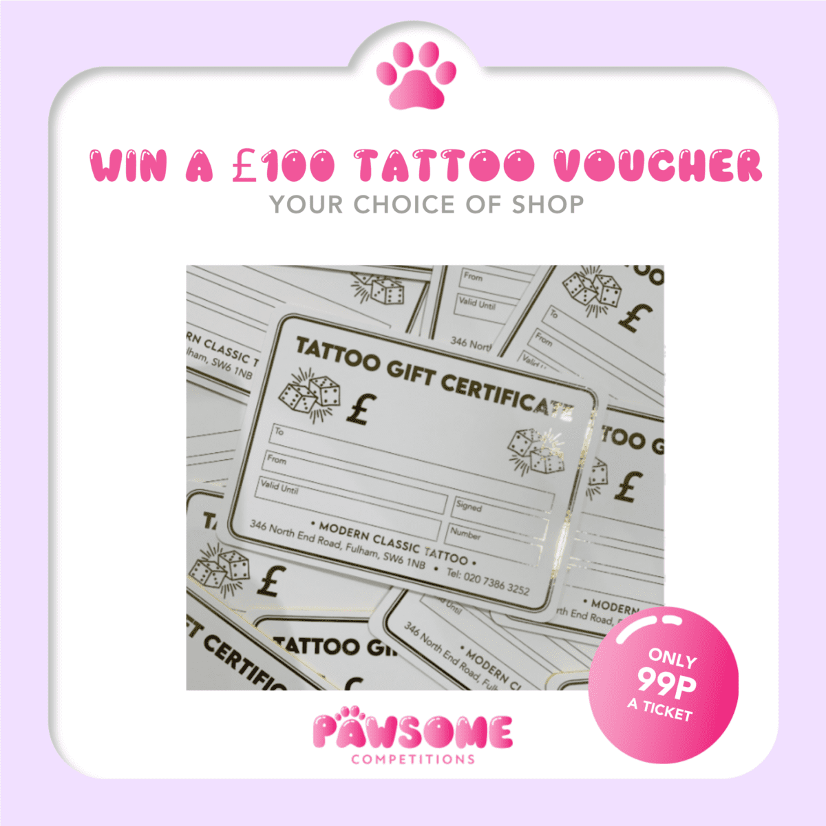 WIN A £100 TATTOO VOUCHER