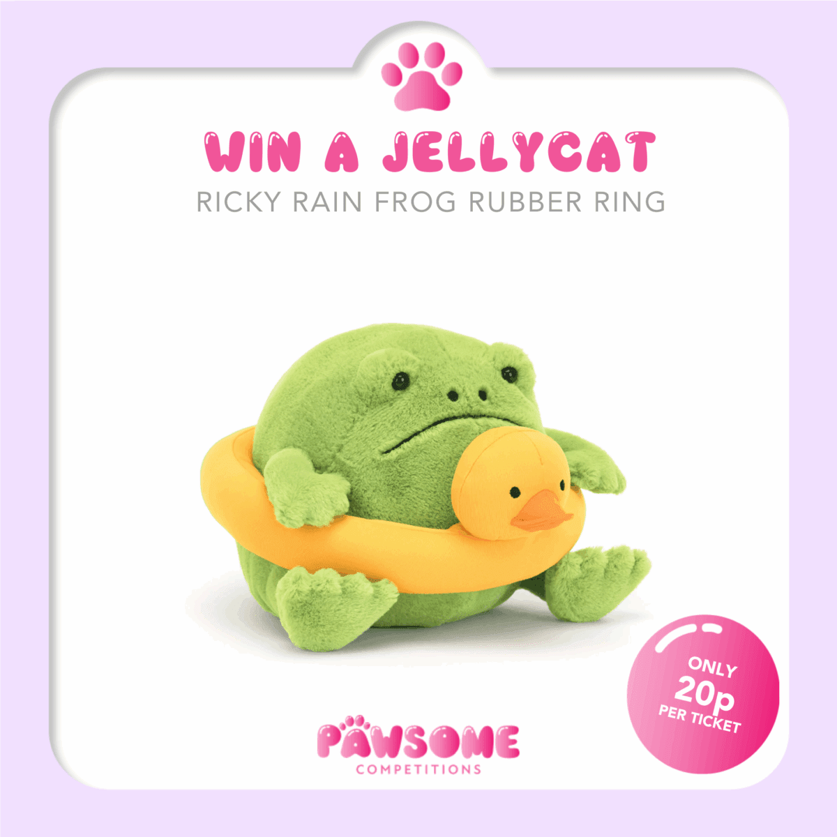 WIN A Jellycat Ricky Rain Frog Rubber Ring