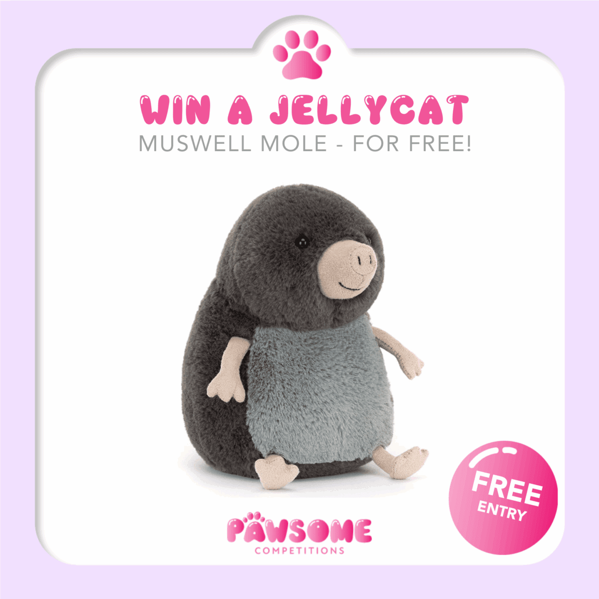 FREE ENTRY - WIN A Jellycat Muswell Mole