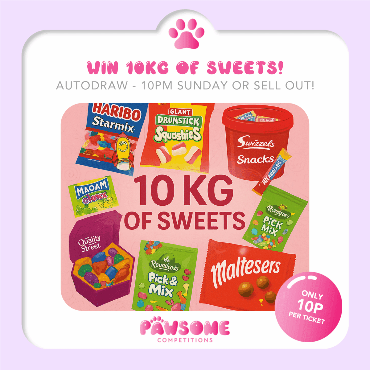 AUTODRAW - WIN 10KG of Sweets!
